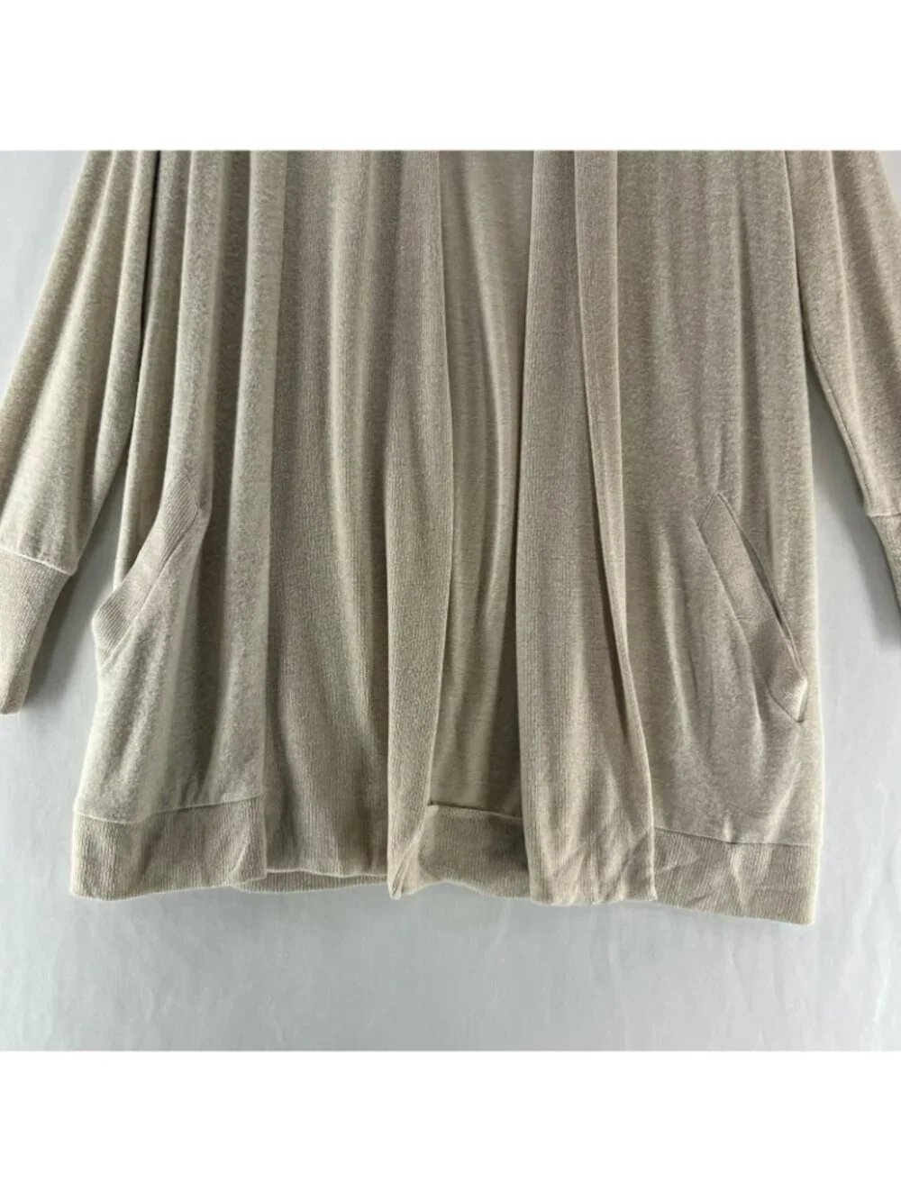 Gibson Open Front Cozy Cardigan Womens S Knit Pockets Long Sleeve Shawl Oatmeal